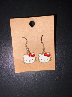 Sanrio Hello Kitty White & Red Enamel Drop Earrings